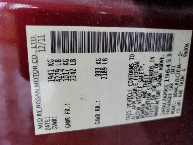 Photo 10 from auction – 2012 NISSAN ALTIMA BAS with VIN 1N4AL2AP0CC196453