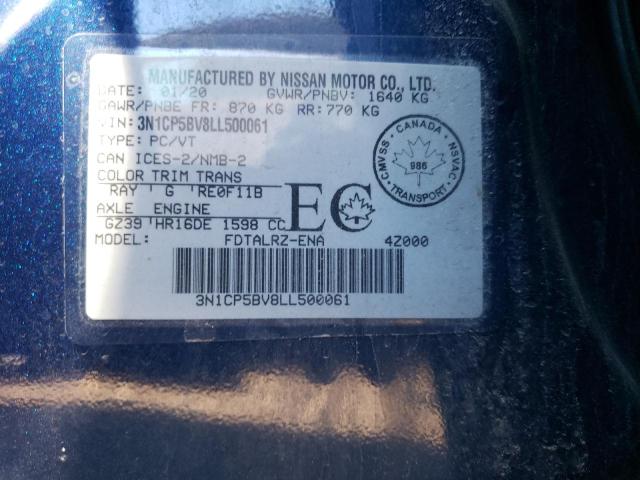 Photo 10 from auction – 2020 NISSAN KICKS S with VIN 3N1CP5BV8LL500061