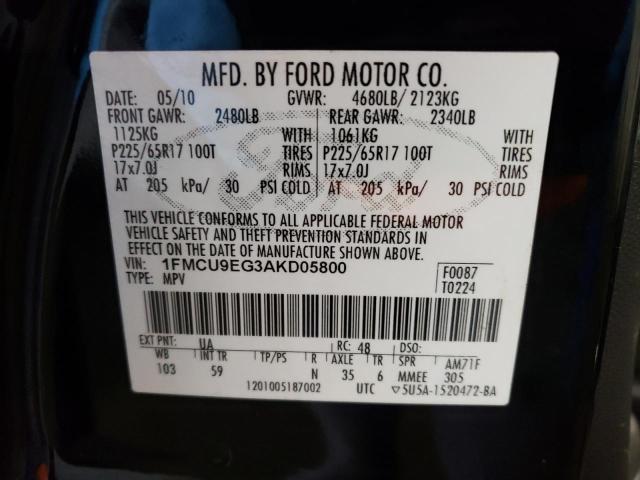 Photo 10 from auction – 2010 FORD ESCAPE LIM with VIN 1FMCU9EG3AKD05800
