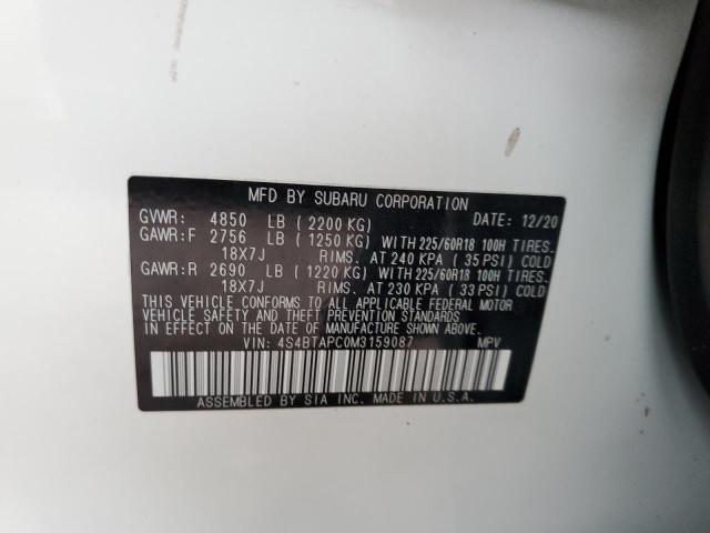 Photo 10 from auction – 2021 SUBARU OUTBACK TO with VIN 4S4BTAPC0M3159087