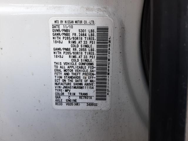 Photo 10 from auction – 2011 INFINITI FX35 with VIN JN8AS1MU8BM111154