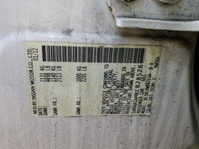 Photo 10 from auction – 2012 NISSAN MAXIMA S with VIN 1N4AA5AP8CC828526