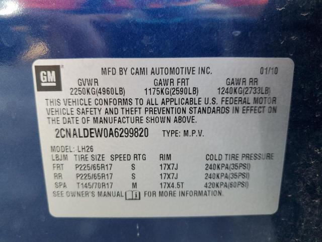 Photo 10 from auction – 2010 CHEVROLET EQUINOX LT with VIN 2CNALDEW0A6299820