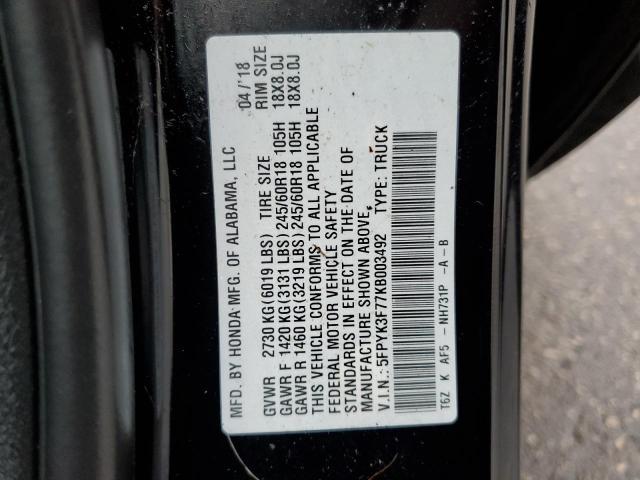 Photo 10 from auction – 2019 HONDA RIDGELINE with VIN 5FPYK3F77KB003492