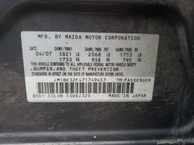Photo 10 from auction – 2007 MAZDA 3 I with VIN JM1BK32F471749457