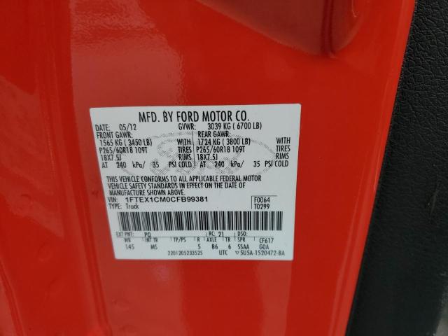 Photo 10 from auction – 2012 FORD F150 SUPER with VIN 1FTEX1CM0CFB99381