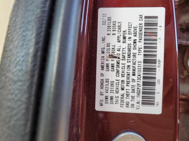 Photo 10 from auction – 2012 HONDA ACCORD EX with VIN 1HGCP2F73CA100313