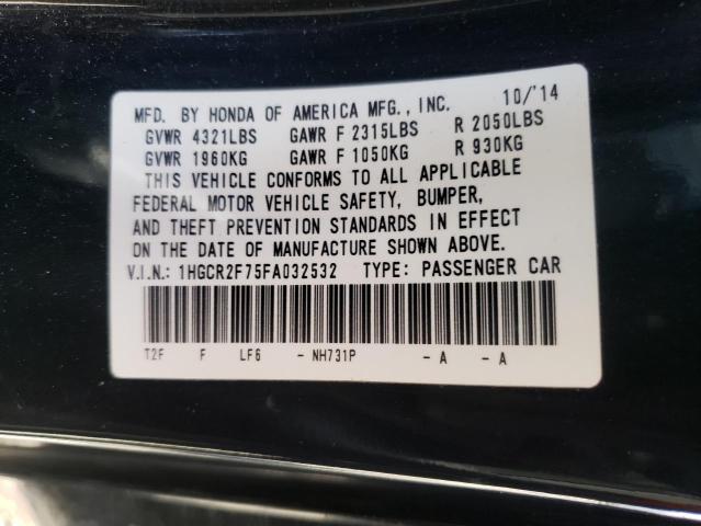 Photo 10 from auction – 2015 HONDA ACCORD EX with VIN 1HGCR2F75FA032532