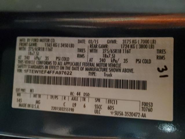 Photo 10 from auction – 2015 FORD F150 SUPER with VIN 1FTEW1EF4FFA97622