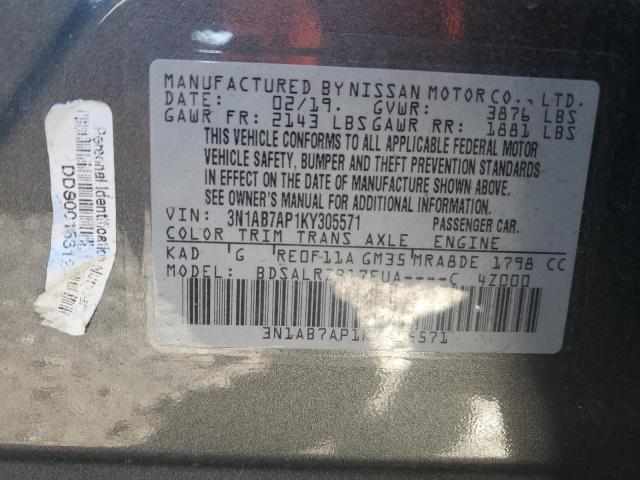 Photo 10 from auction – 2019 NISSAN SENTRA S with VIN 3N1AB7AP1KY305571