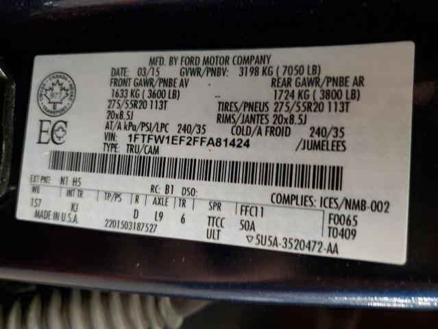 Photo 10 from auction – 2015 FORD F150 SUPER with VIN 1FTFW1EF2FFA81424