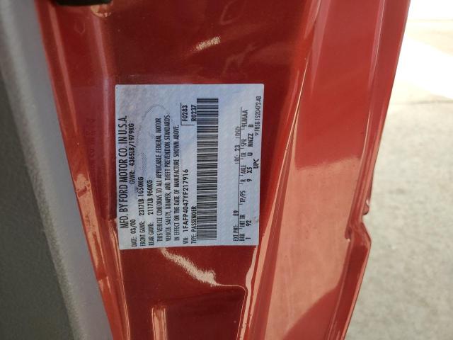 Photo 10 from auction – 2000 FORD MUSTANG with VIN 1FAFP4047YF217916