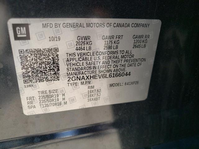 Photo 10 from auction – 2020 CHEVROLET EQUINOX LS with VIN 2GNAXHEV6L6166044