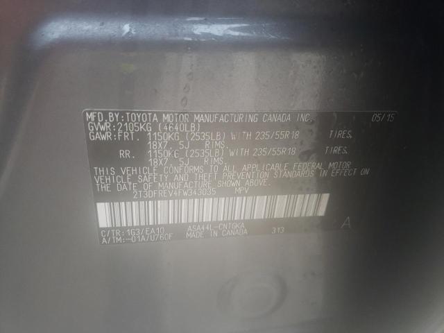 Photo 10 from auction – 2015 TOYOTA RAV4 LIMIT with VIN 2T3DFREV4FW343035