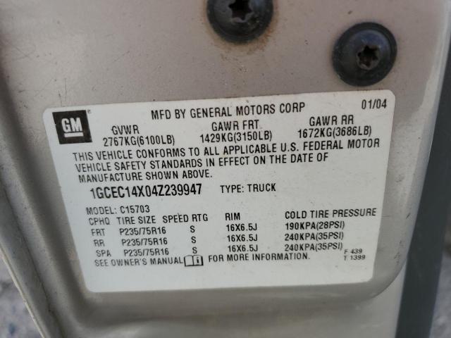 Photo 10 from auction – 2004 CHEVROLET SILVERADO with VIN 1GCEC14X04Z239947