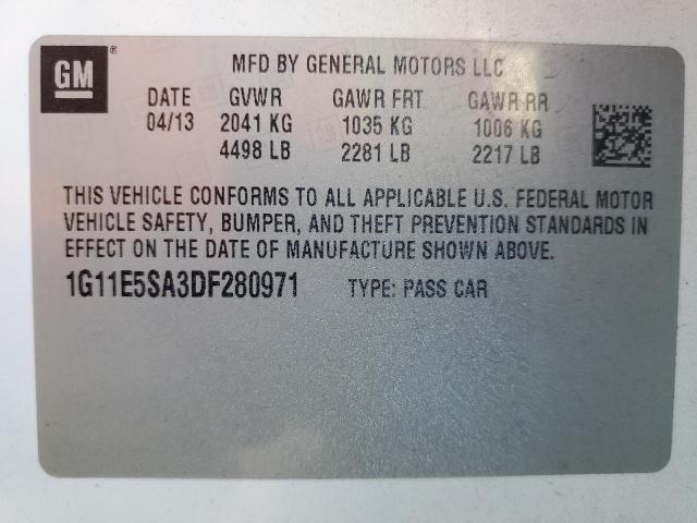 Photo 10 from auction – 2013 CHEVROLET MALIBU 2LT with VIN 1G11E5SA3DF280971
