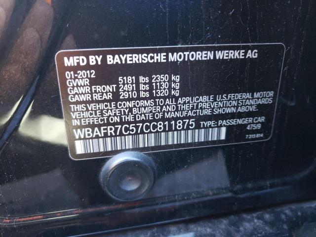 Photo 10 from auction – 2012 BMW 535 I with VIN WBAFR7C57CC811875