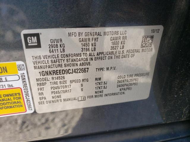 Photo 10 from auction – 2012 CHEVROLET TRAVERSE L with VIN 1GNKREED9CJ422667