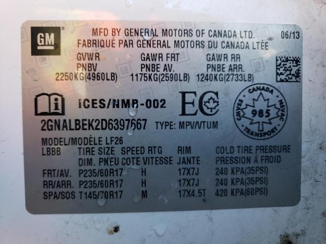 Photo 10 from auction – 2013 CHEVROLET EQUINOX LS with VIN 2GNALBEK2D6397667