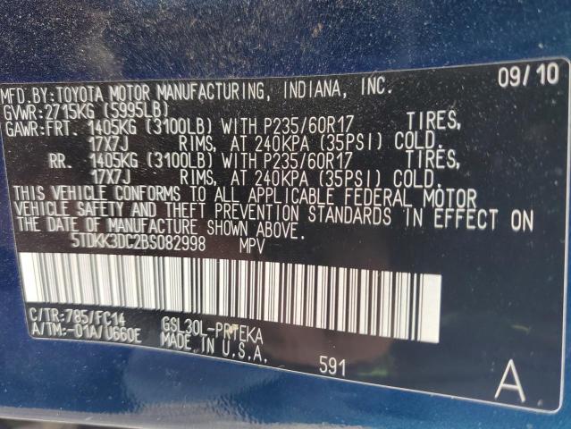 Photo 10 from auction – 2011 TOYOTA SIENNA LE with VIN 5TDKK3DC2BS082998