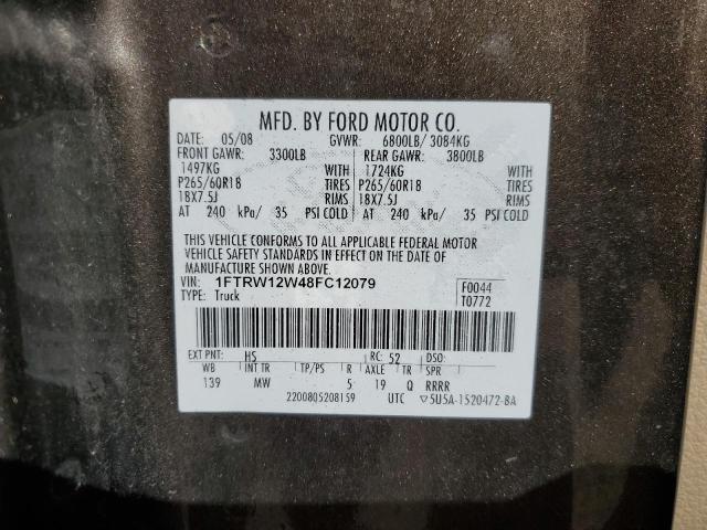 Photo 10 from auction – 2008 FORD F150 SUPER with VIN 1FTRW12W48FC12079