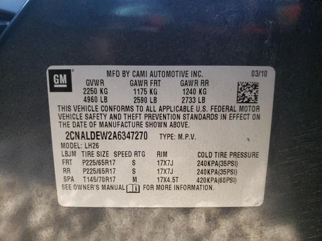 Photo 10 from auction – 2010 CHEVROLET EQUINOX LT with VIN 2CNALDEW2A6347270