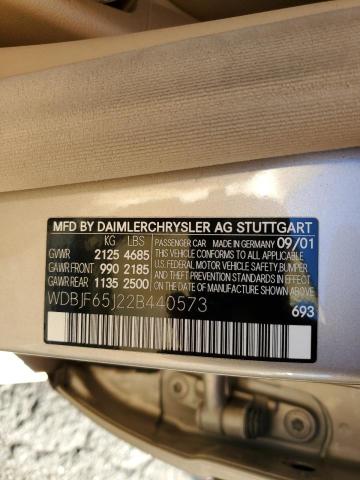 Photo 10 from auction – 2002 MERCEDES-BENZ E 320 with VIN WDBJF65J22B440573