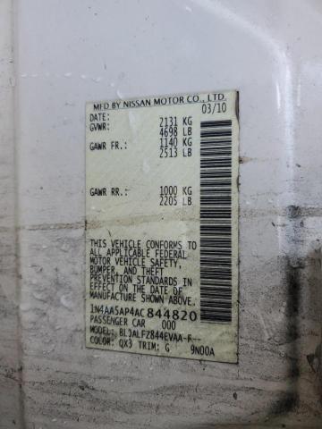 Photo 10 from auction – 2010 NISSAN MAXIMA S with VIN 1N4AA5AP4AC844820