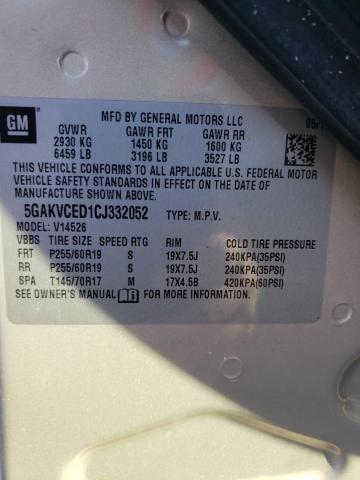 Photo 10 from auction – 2012 BUICK ENCLAVE with VIN 5GAKVCED1CJ332052