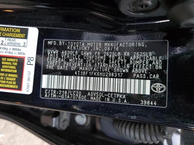 Photo 10 from auction – 2017 TOYOTA CAMRY LE with VIN 4T1BF1FK6HU298317