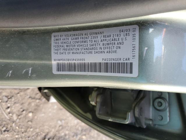 Photo 10 from auction – 2003 VOLKSWAGEN PASSAT GLS with VIN WVWPD63B93P439955