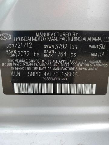 Photo 10 from auction – 2012 HYUNDAI ELANTRA GL with VIN 5NPDH4AE7CH138606