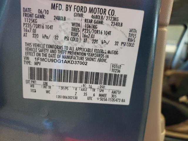 Photo 10 from auction – 2010 FORD ESCAPE XLT with VIN 1FMCU9DG1AKD37002