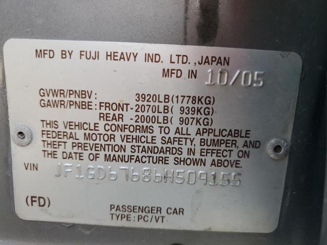 Photo 10 from auction – 2006 SUBARU IMPREZA 2. with VIN JF1GD67686H509155