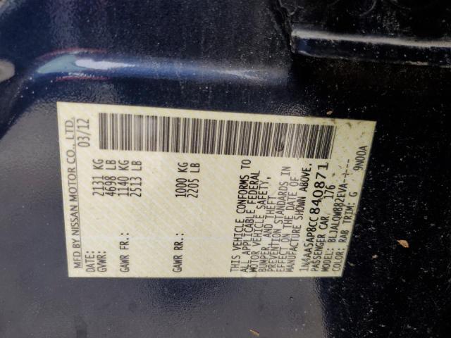 Photo 10 from auction – 2012 NISSAN MAXIMA S with VIN 1N4AA5AP8CC840871