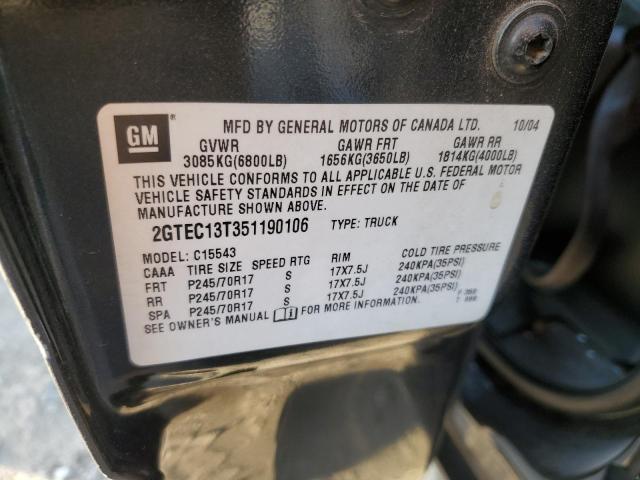 Photo 10 from auction – 2005 GMC NEW SIERRA with VIN 2GTEC13T351190106