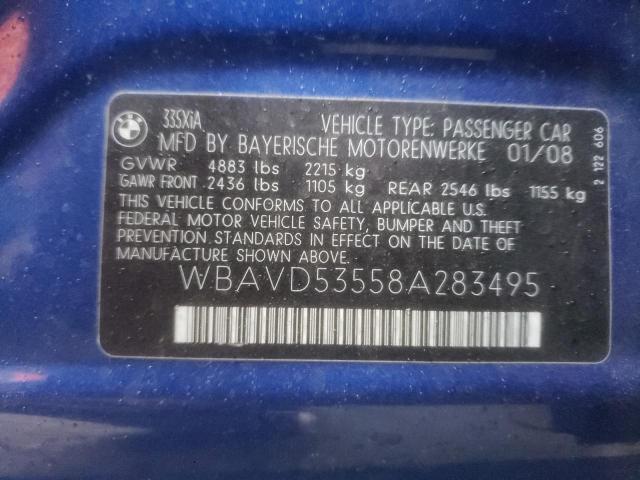 Photo 10 from auction – 2008 BMW 335 XI with VIN WBAVD53558A283495