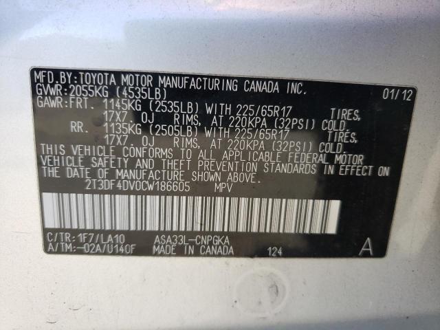 Photo 10 from auction – 2012 TOYOTA RAV4 LIMIT with VIN 2T3DF4DV0CW186605