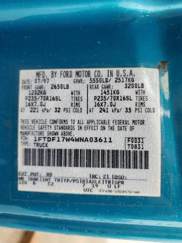 Photo 10 from auction – 1998 FORD F150 with VIN 1FTDF17W4WNA03611