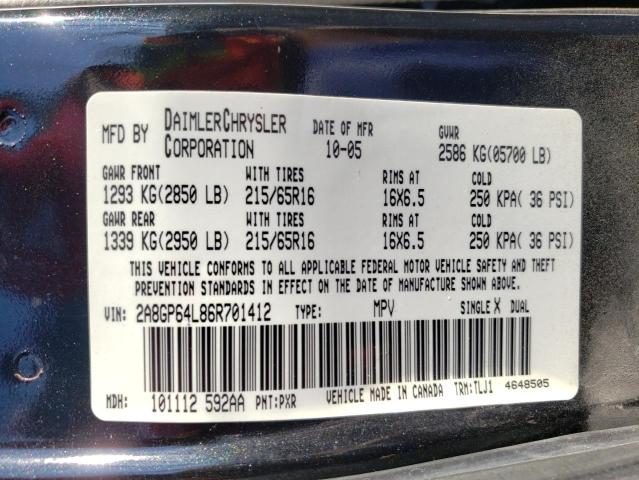 Photo 10 from auction – 2006 CHRYSLER TOWN & COU with VIN 2A8GP64L86R701412