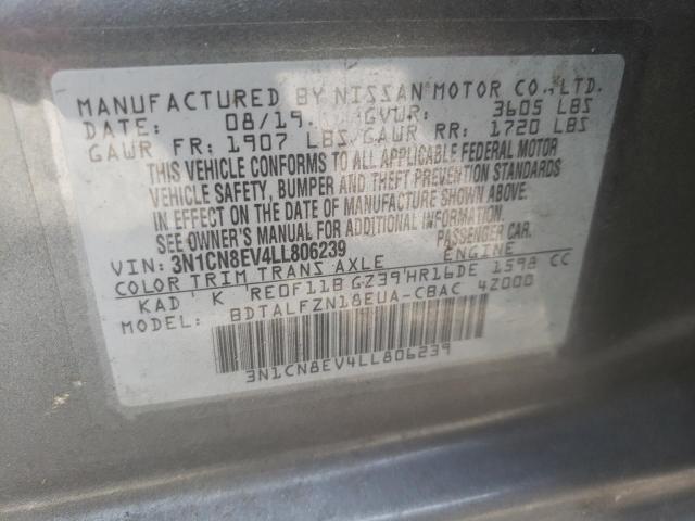 Photo 10 from auction – 2020 NISSAN VERSA SV with VIN 3N1CN8EV4LL806239