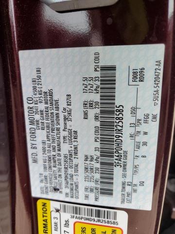 Photo 10 from auction – 2018 FORD FUSION SE with VIN 3FA6P0HD9JR258585