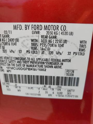 Photo 10 from auction – 2011 FORD ESCAPE XLT with VIN 1FMCU0DG7BKB71002