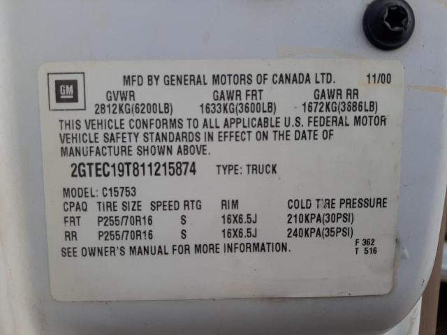 Photo 10 from auction – 2001 GMC NEW SIERRA with VIN 2GTEC19T811215874