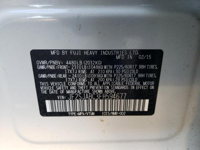 Photo 10 from auction – 2015 SUBARU FORESTER 2 with VIN JF2SJABC3FH594677