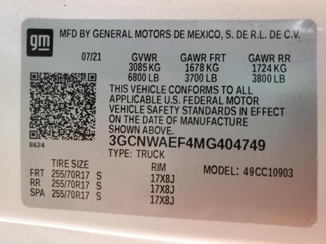 Photo 10 from auction – 2021 CHEVROLET SILVERADO with VIN 3GCNWAEF4MG404749