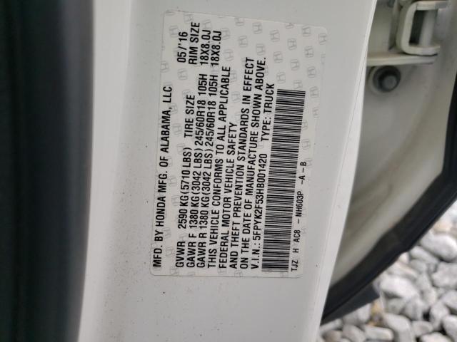 Photo 10 from auction – 2017 HONDA RIDGELINE with VIN 5FPYK2F53HB001420