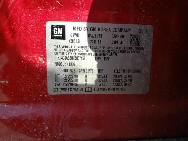Photo 10 from auction – 2019 BUICK ENCORE PRE with VIN KL4CJASB0KB857158