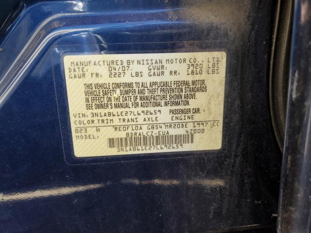 Photo 10 from auction – 2007 NISSAN SENTRA with VIN 3N1AB61E27L692659