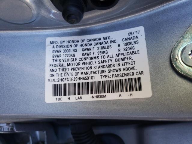 Photo 10 from auction – 2017 HONDA CIVIC EX with VIN 2HGFC1F39HH659101